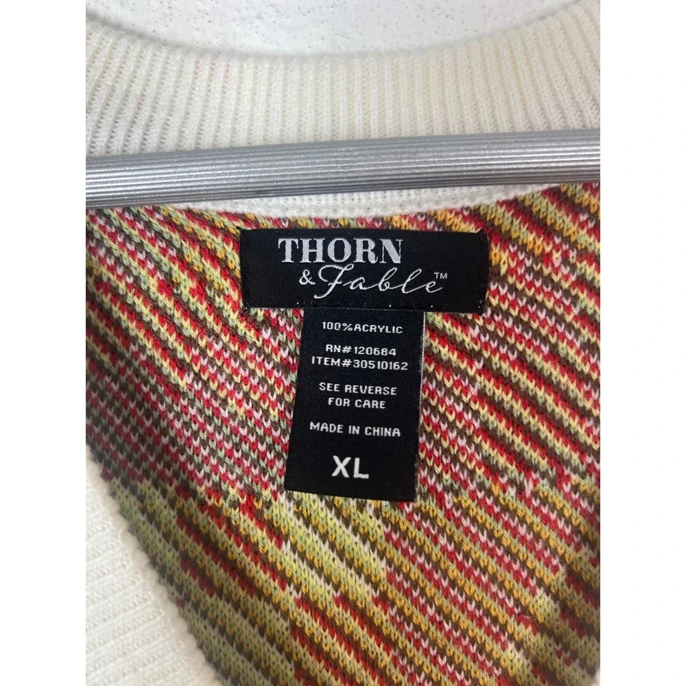 Thorn & Fable Cottagecore Fox Mushroom Chick Knit Sweater Vest XL Multi-Color